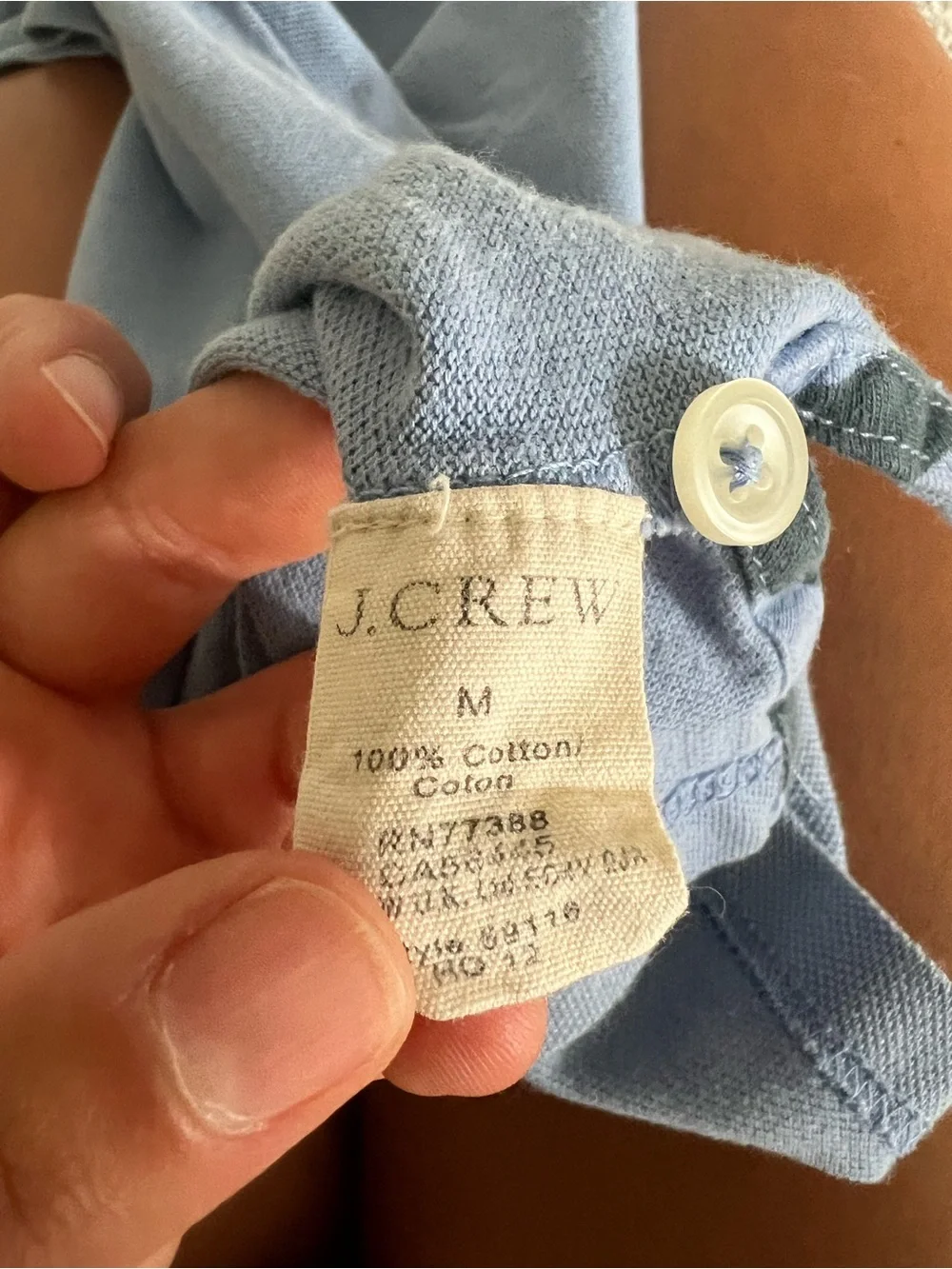 J. Crew Men's Pale Blue Cotton Polo Shirt